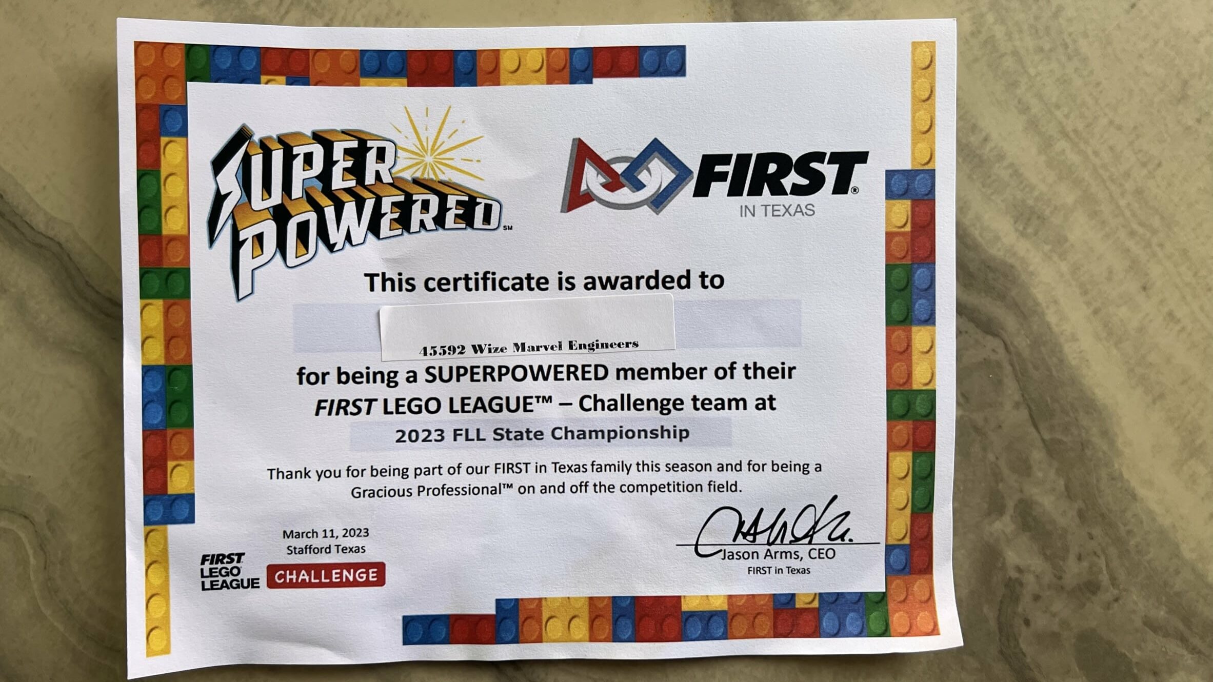 First LEGO League Super Powered Awards