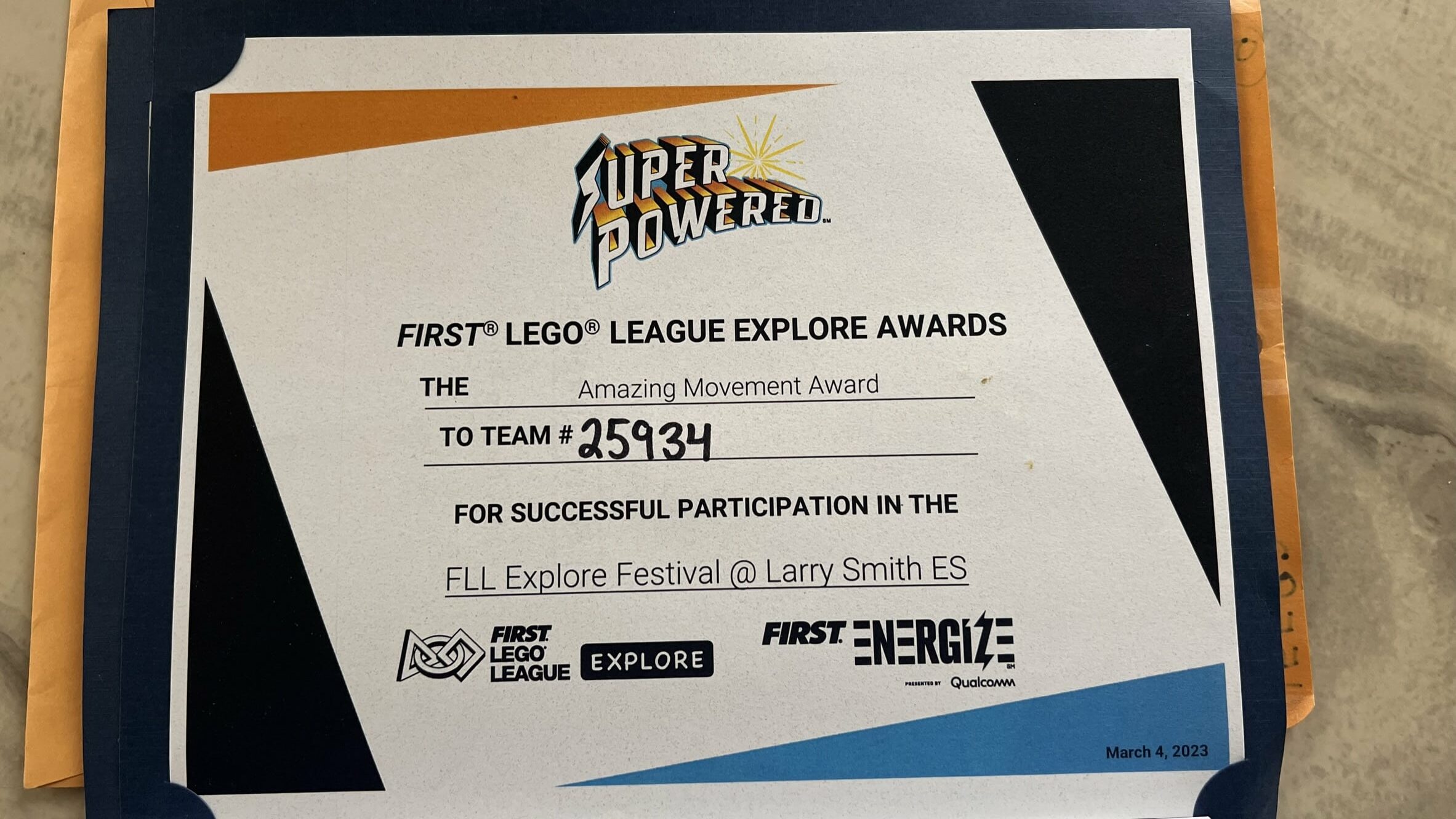 First LEGO League Super Powered Awards